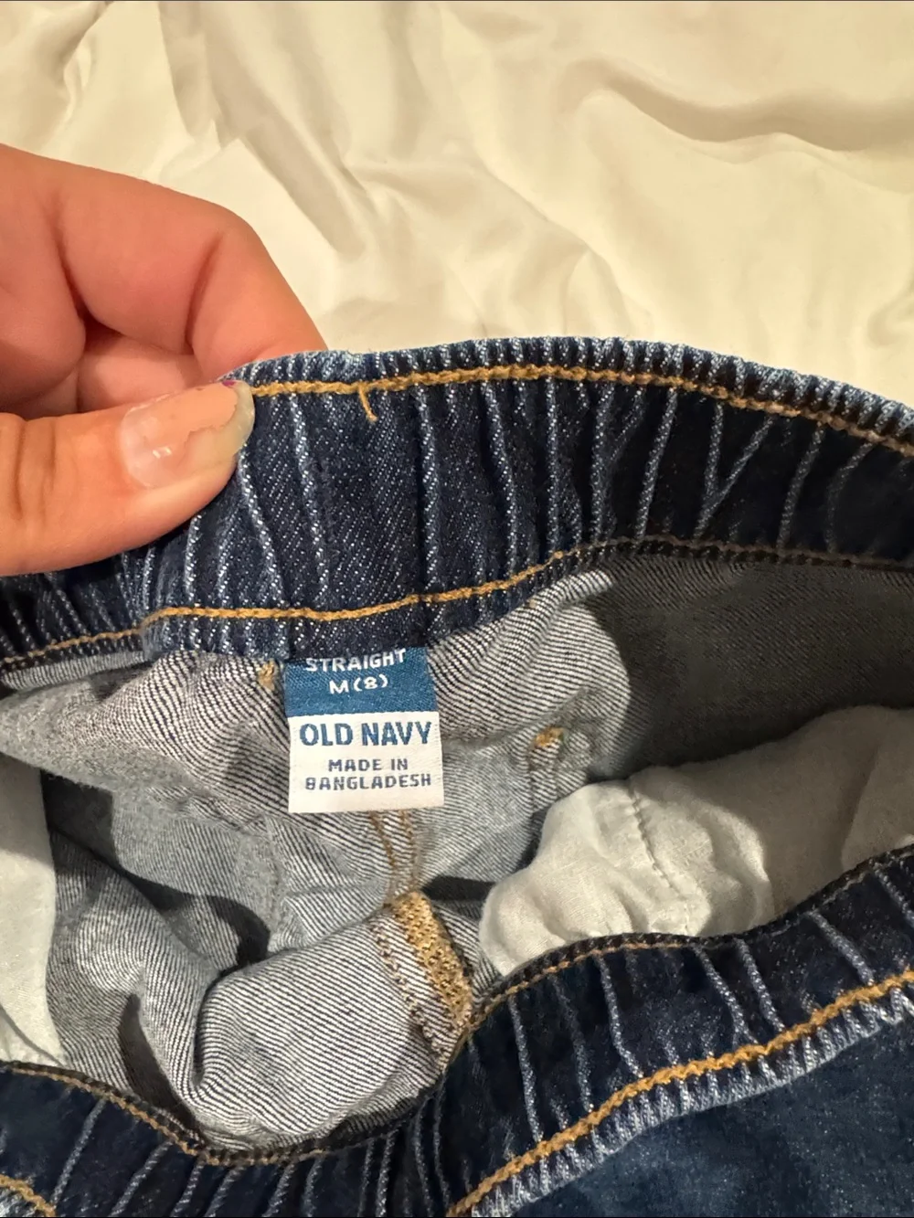 Girls's Drawstring Denim Jeans in Dark Blue